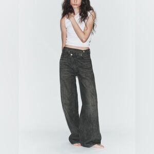 Zara Dark Gray Flare & Wide Leg Jeans